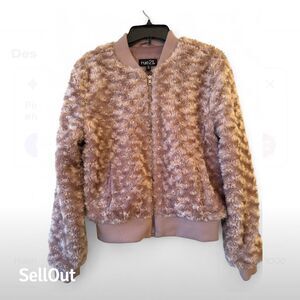 Rue21 Women'M Pink Faux Fur Bomber Jacket Size M Casual Fall